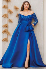 A Line Off the Shoulder 3/4 Length Sleeves Floor Length Mother Dresses CM0349 - COCOMELODY