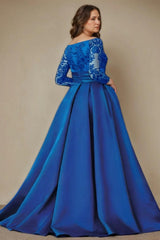 A Line Off the Shoulder 3/4 Length Sleeves Floor Length Mother Dresses CM0349 - COCOMELODY