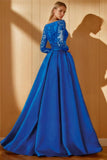A Line Off the Shoulder 3/4 Length Sleeves Floor Length Mother Dresses CM0349 - COCOMELODY
