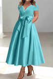 A Line V Neck Mother of the Bride Dresses with Pockets CM0350 - COCOMELODY