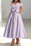 A Line V Neck Mother of the Bride Dresses with Pockets CM0350 - COCOMELODY