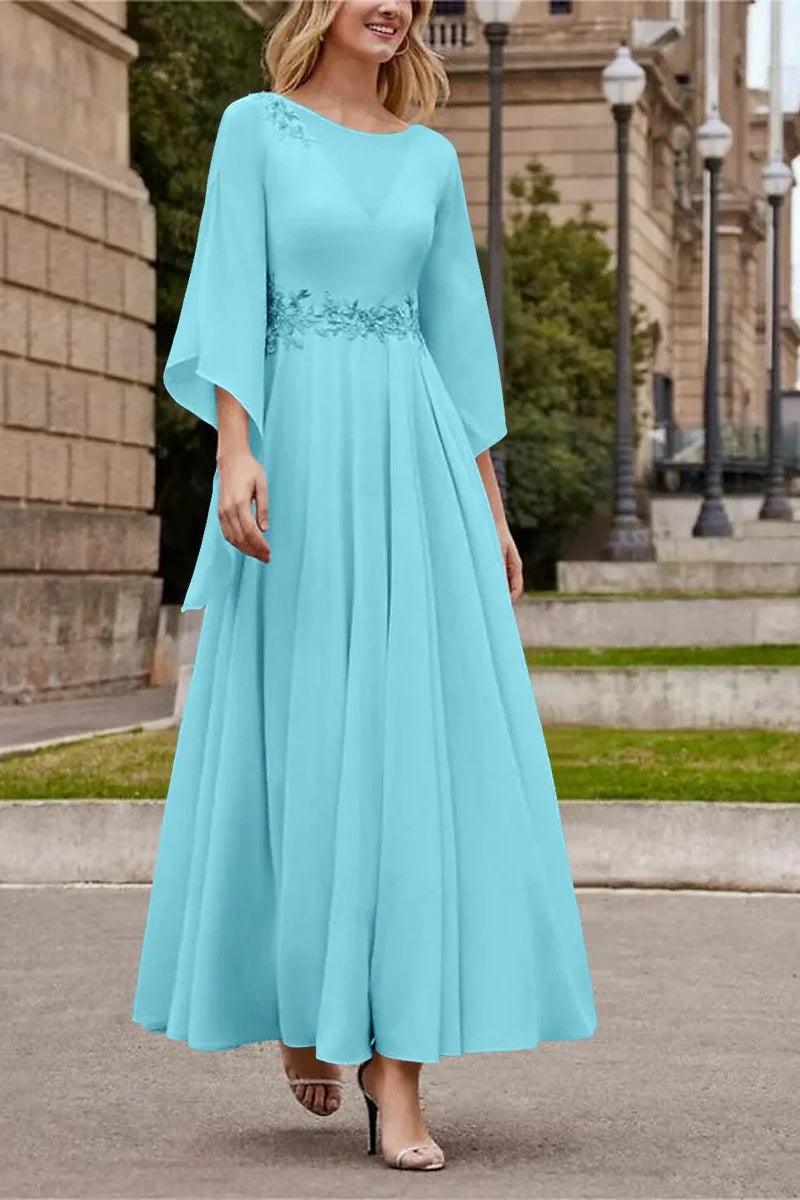 A Line Princess Jewel Neck Ankle Length Sequins Mother Dresses CM0355 - COCOMELODY