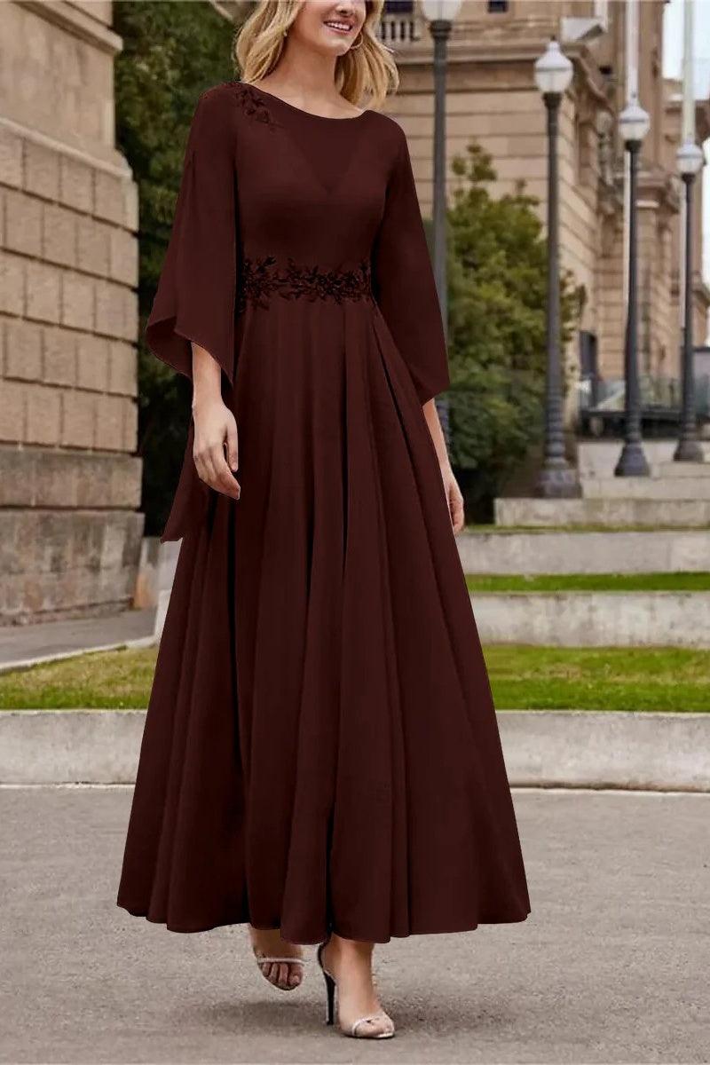A Line Princess Jewel Neck Ankle Length Sequins Mother Dresses CM0355 - COCOMELODY