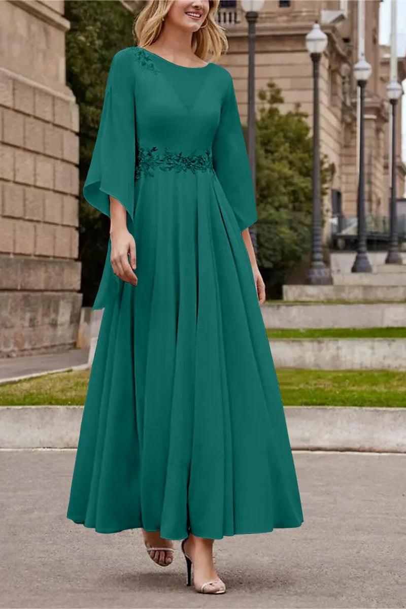 A Line Princess Jewel Neck Ankle Length Sequins Mother Dresses CM0355 - COCOMELODY