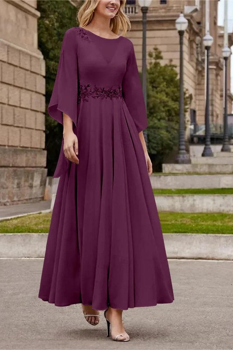 A Line Princess Jewel Neck Ankle Length Sequins Mother Dresses CM0355 - COCOMELODY