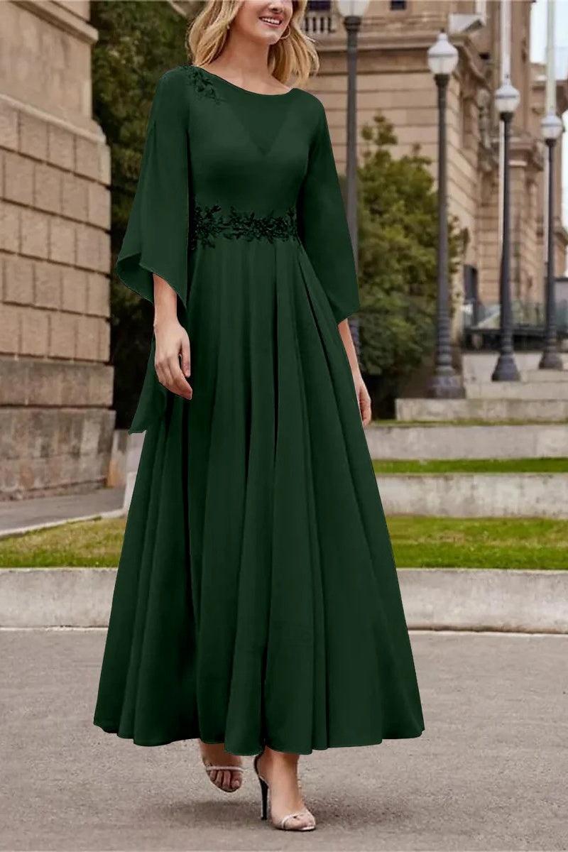 A Line Princess Jewel Neck Ankle Length Sequins Mother Dresses CM0355 - COCOMELODY