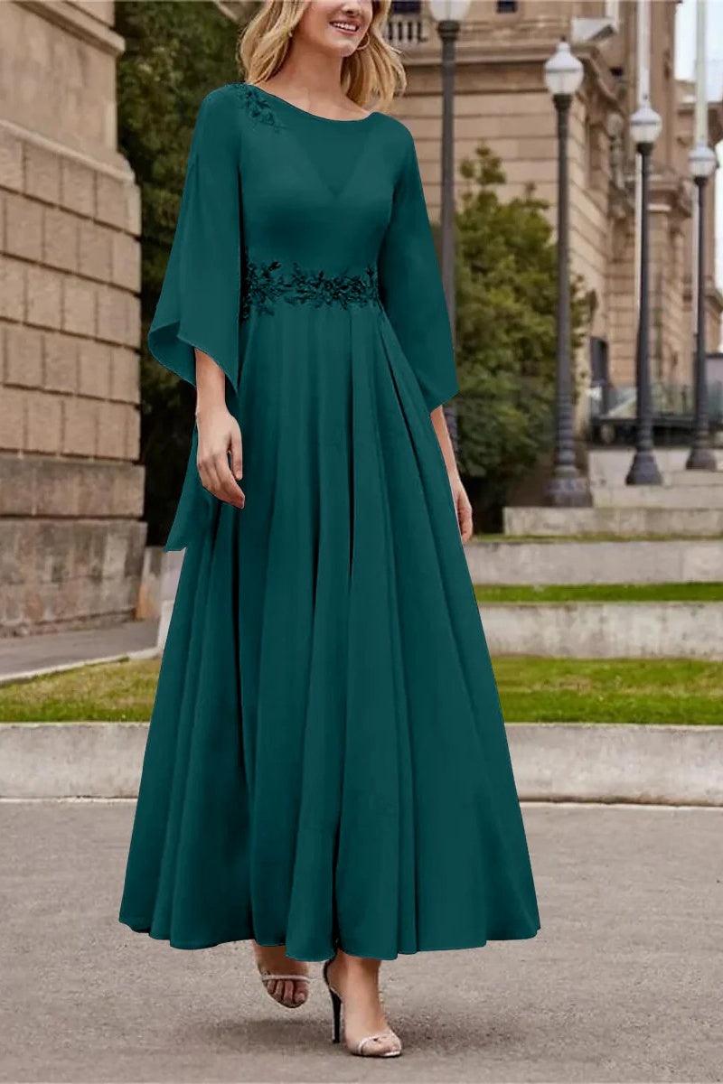 A Line Princess Jewel Neck Ankle Length Sequins Mother Dresses CM0355 - COCOMELODY