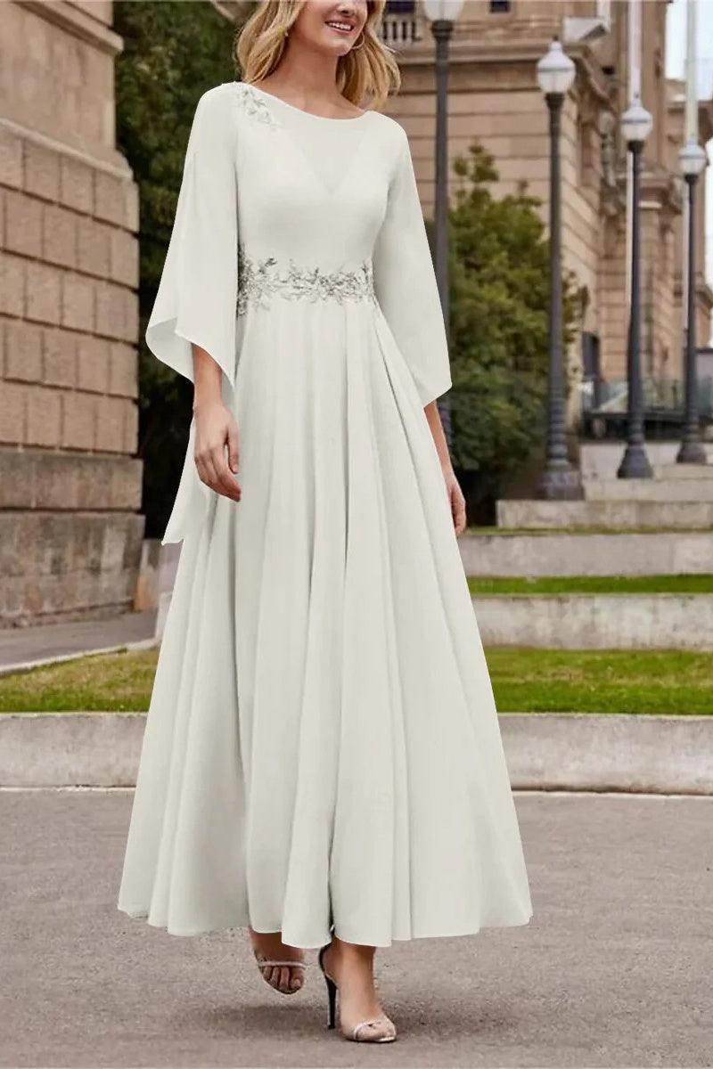 A Line Princess Jewel Neck Ankle Length Sequins Mother Dresses CM0355 - COCOMELODY