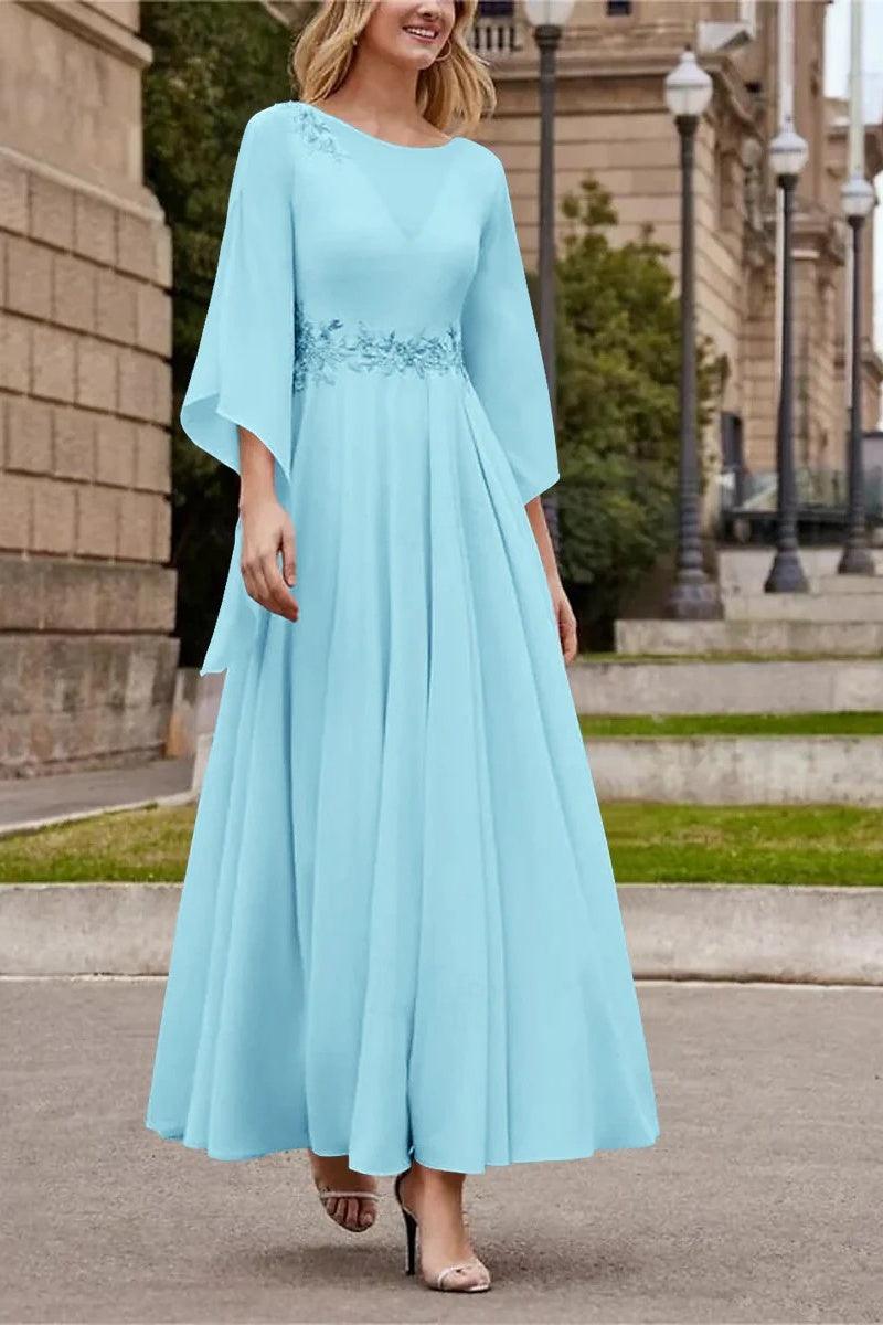 A Line Princess Jewel Neck Ankle Length Sequins Mother Dresses CM0355 - COCOMELODY