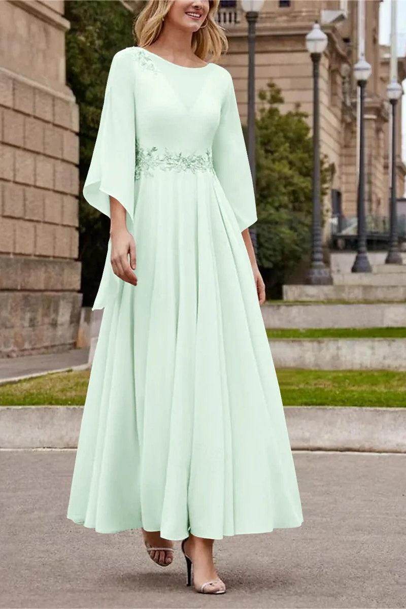 A Line Princess Jewel Neck Ankle Length Sequins Mother Dresses CM0355 - COCOMELODY