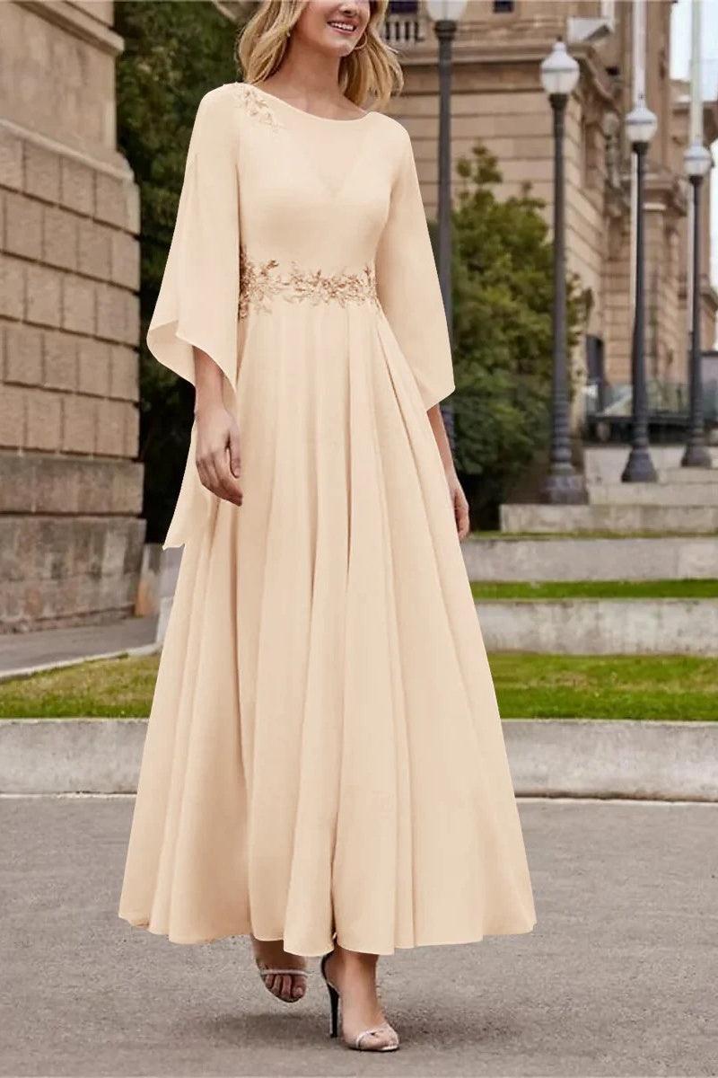 A Line Princess Jewel Neck Ankle Length Sequins Mother Dresses CM0355 - COCOMELODY