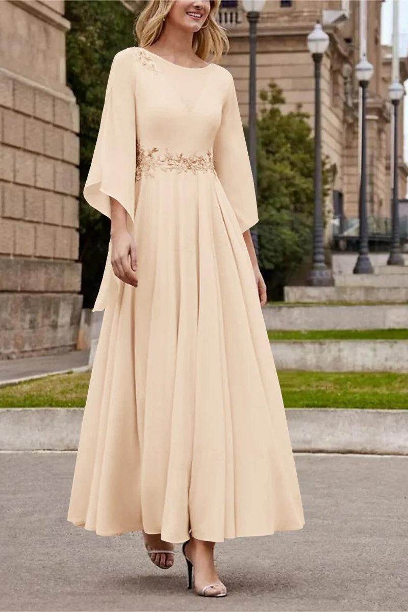 A Line Princess Jewel Neck Ankle Length Sequins Mother Dresses CM0355 - COCOMELODY