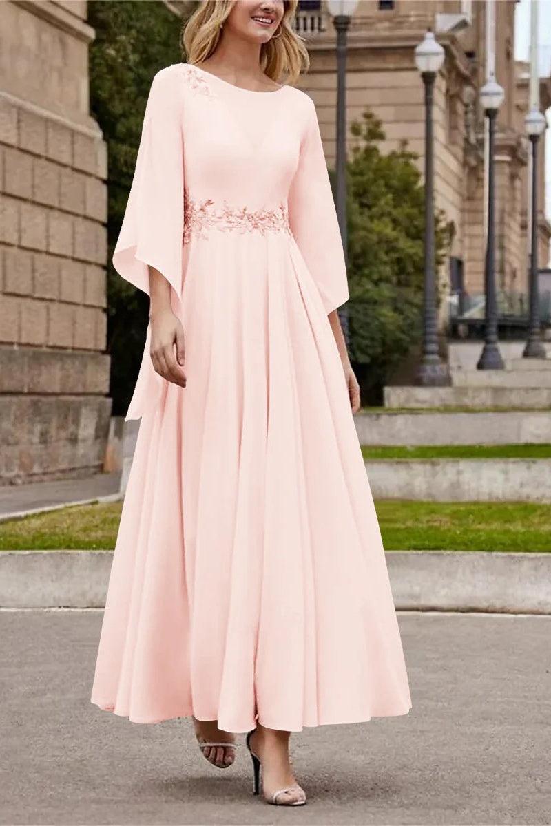 A Line Princess Jewel Neck Ankle Length Sequins Mother Dresses CM0355 - COCOMELODY