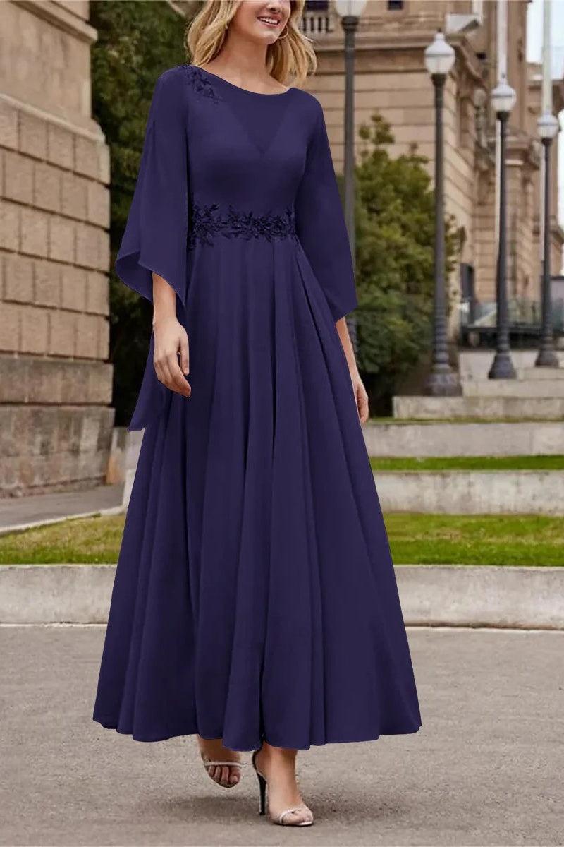 A Line Princess Jewel Neck Ankle Length Sequins Mother Dresses CM0355 - COCOMELODY