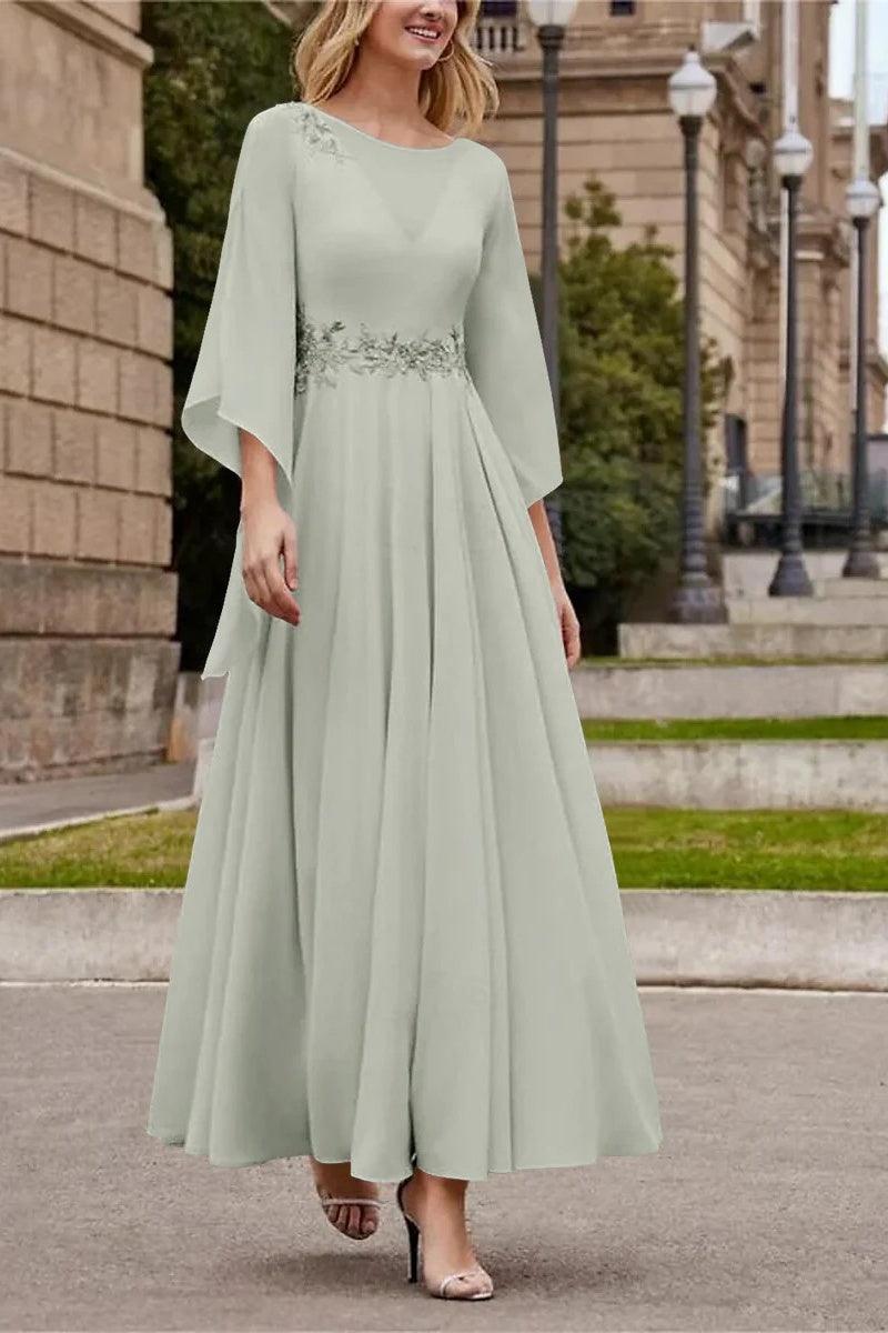 A Line Princess Jewel Neck Ankle Length Sequins Mother Dresses CM0355 - COCOMELODY