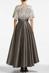 A Line V Neck Half Sleeves Asymmetrical Mother of the Bride Dresses CM0356 - COCOMELODY