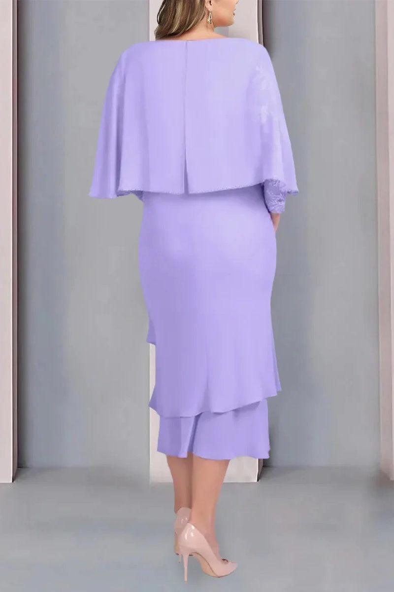 Sheath Column Scoop Short Sleeves Tea Length Mother Dresses CM0359 - COCOMELODY