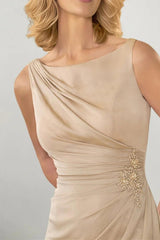 Sheath Column Round Neck Ruched Mother Dresses CM0361 - COCOMELODY