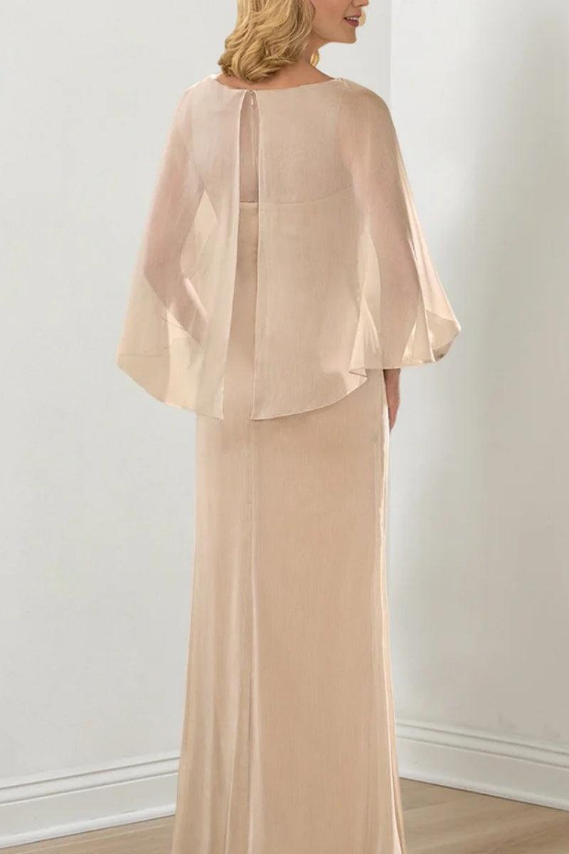Sheath Column Round Neck Ruched Mother Dresses CM0361 - COCOMELODY