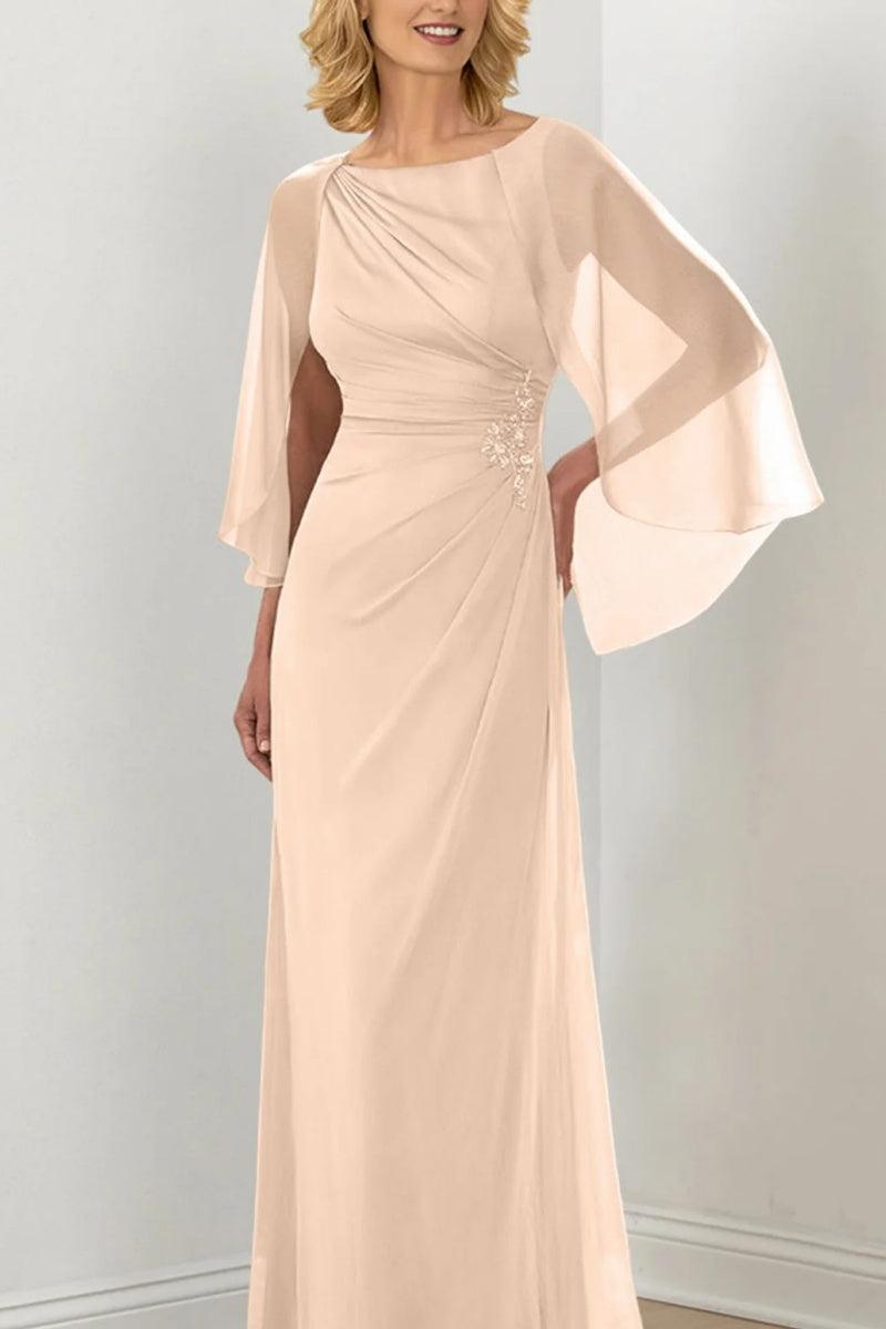 Sheath Column Round Neck Ruched Mother Dresses CM0361 - COCOMELODY
