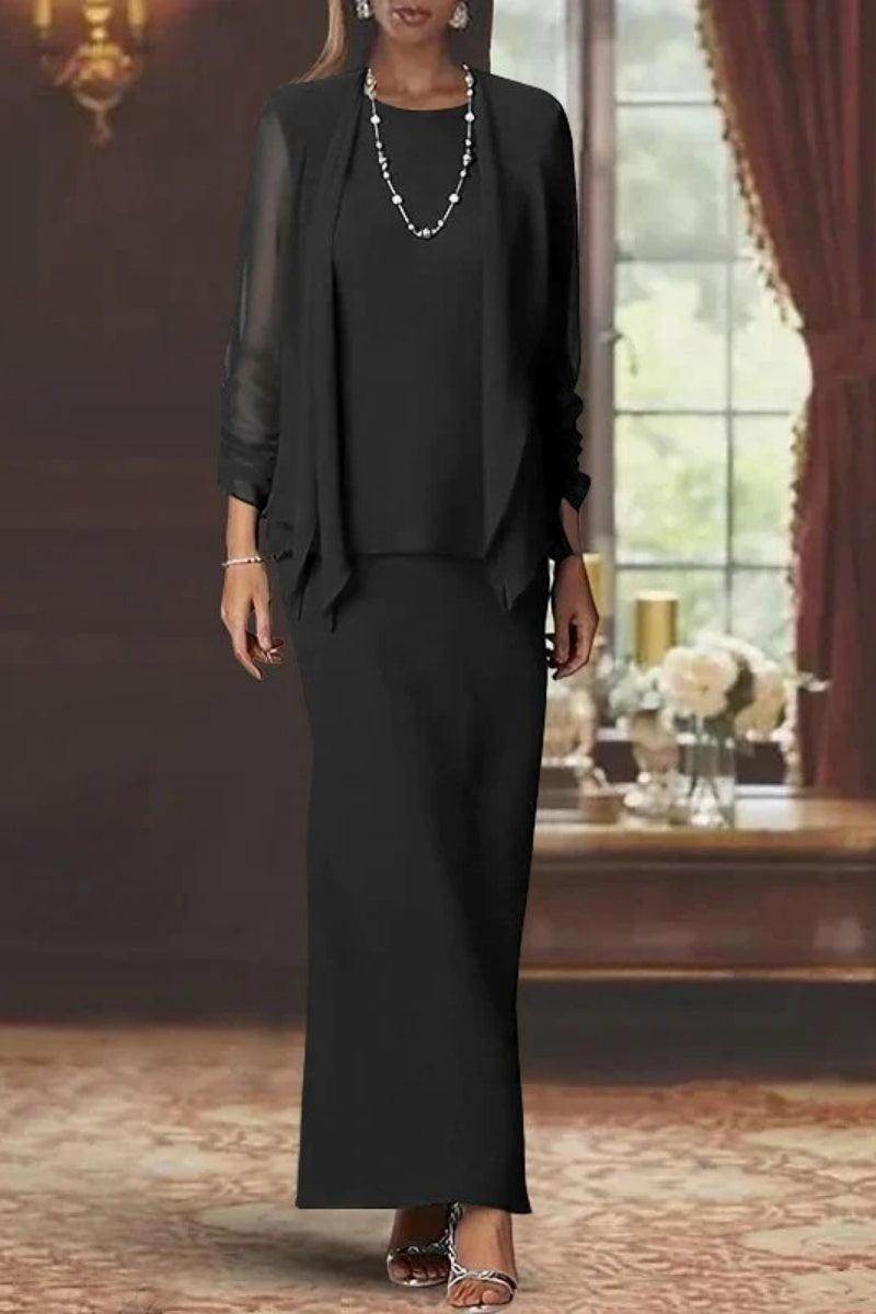 Sheath Scoop Neck Long Sleeves Floor Length Mother Dresses CM0365 - COCOMELODY