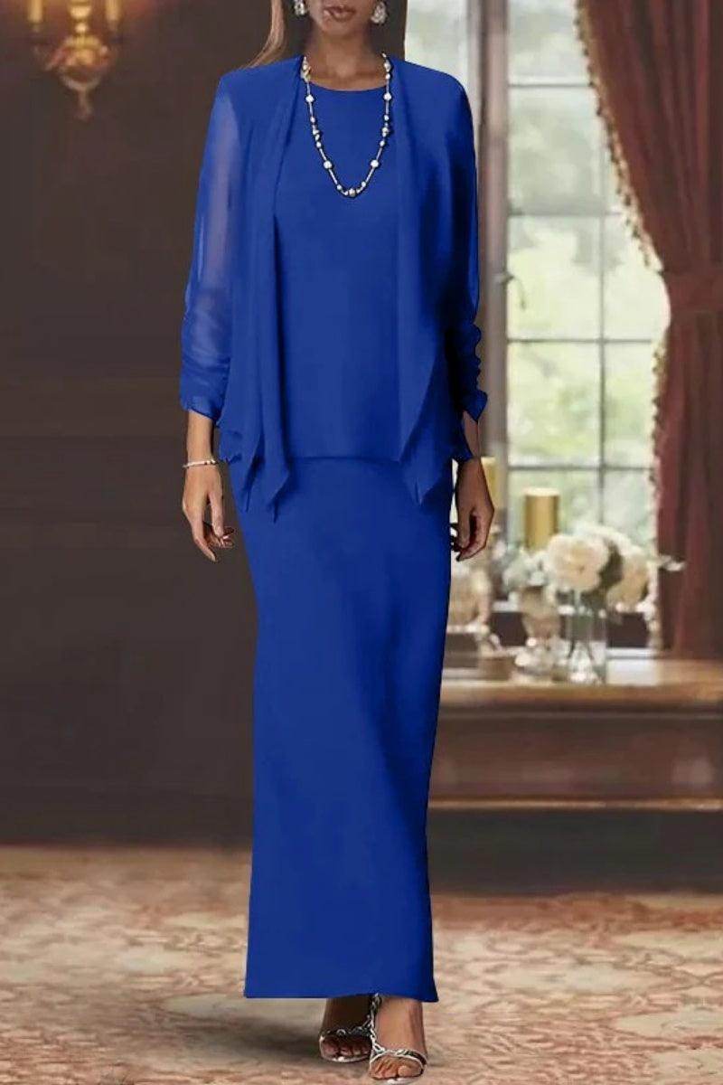 Sheath Scoop Neck Long Sleeves Floor Length Mother Dresses CM0365 - COCOMELODY