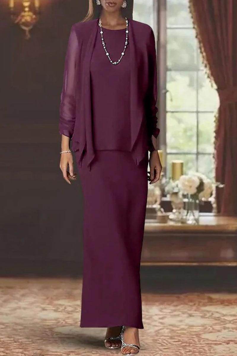 Sheath Scoop Neck Long Sleeves Floor Length Mother Dresses CM0365 - COCOMELODY