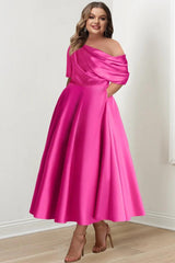 A Line One shoulder Half Sleeve Ankle Length Mother Dresses CM0366 - COCOMELODY