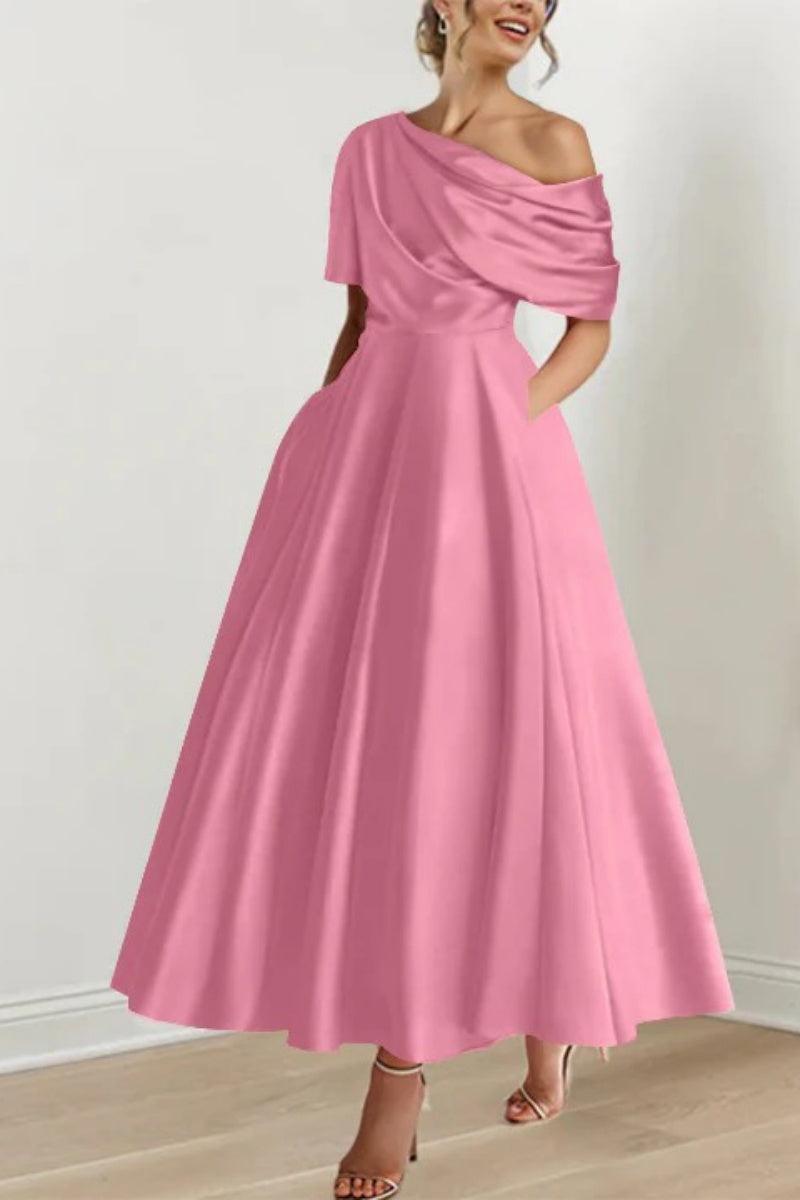 A Line One shoulder Half Sleeve Ankle Length Mother Dresses CM0366 - COCOMELODY
