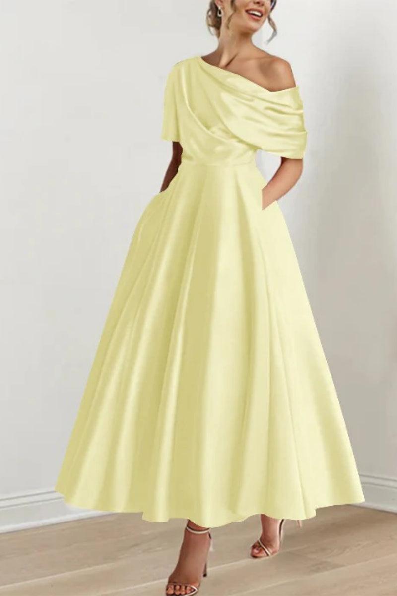 A Line One shoulder Half Sleeve Ankle Length Mother Dresses CM0366 - COCOMELODY