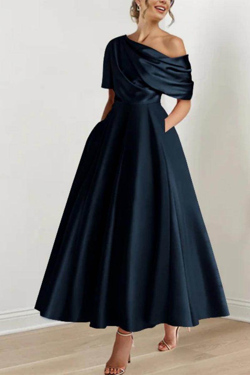 A Line One shoulder Half Sleeve Ankle Length Mother Dresses CM0366 - COCOMELODY