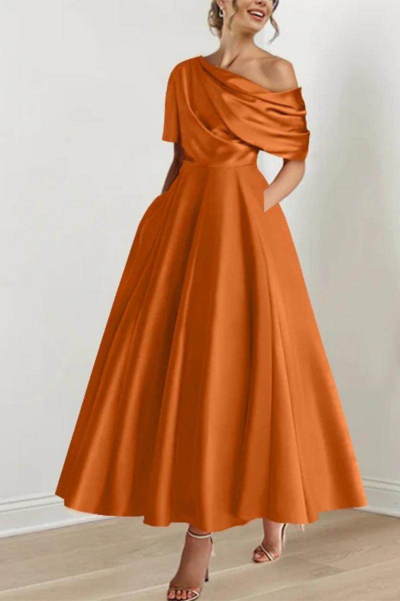 A Line One shoulder Half Sleeve Ankle Length Mother Dresses CM0366 - COCOMELODY