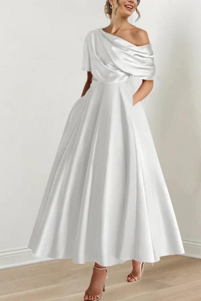 A Line One shoulder Half Sleeve Ankle Length Mother Dresses CM0366 - COCOMELODY