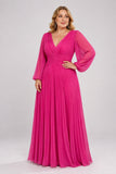 A Line V-Neck Mother of the Bride Dresses with Ruched CM0367