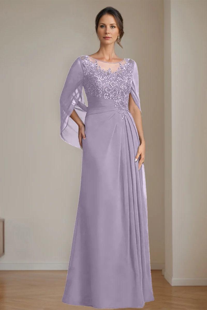 A Line Scoop Floor Length Sequins Mother of the Bride Dresses CM0369 - COCOMELODY