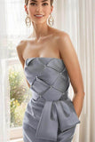 Mermaid Strapless Sleeveless Floor Length Mother Dresses CM0371 - COCOMELODY