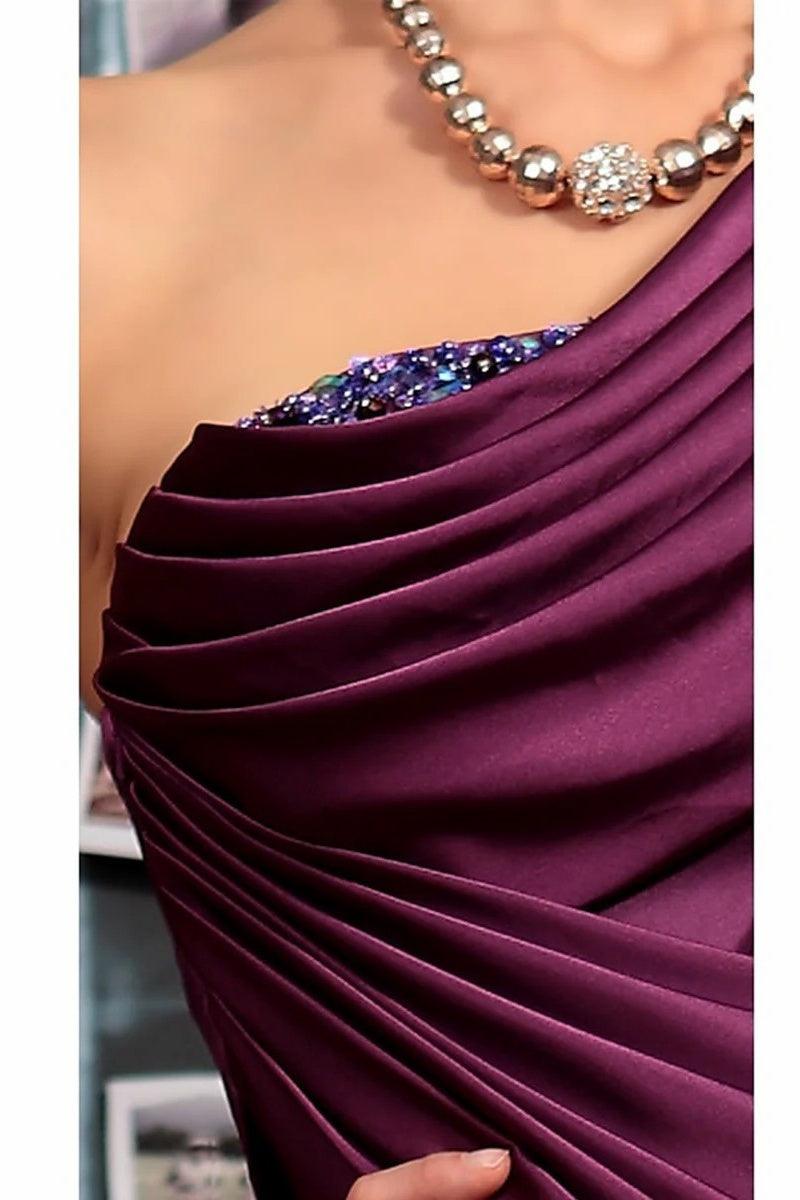 Sheath One Shoulder Sleeveless Floor Length Mother Dresses CM0373 - COCOMELODY