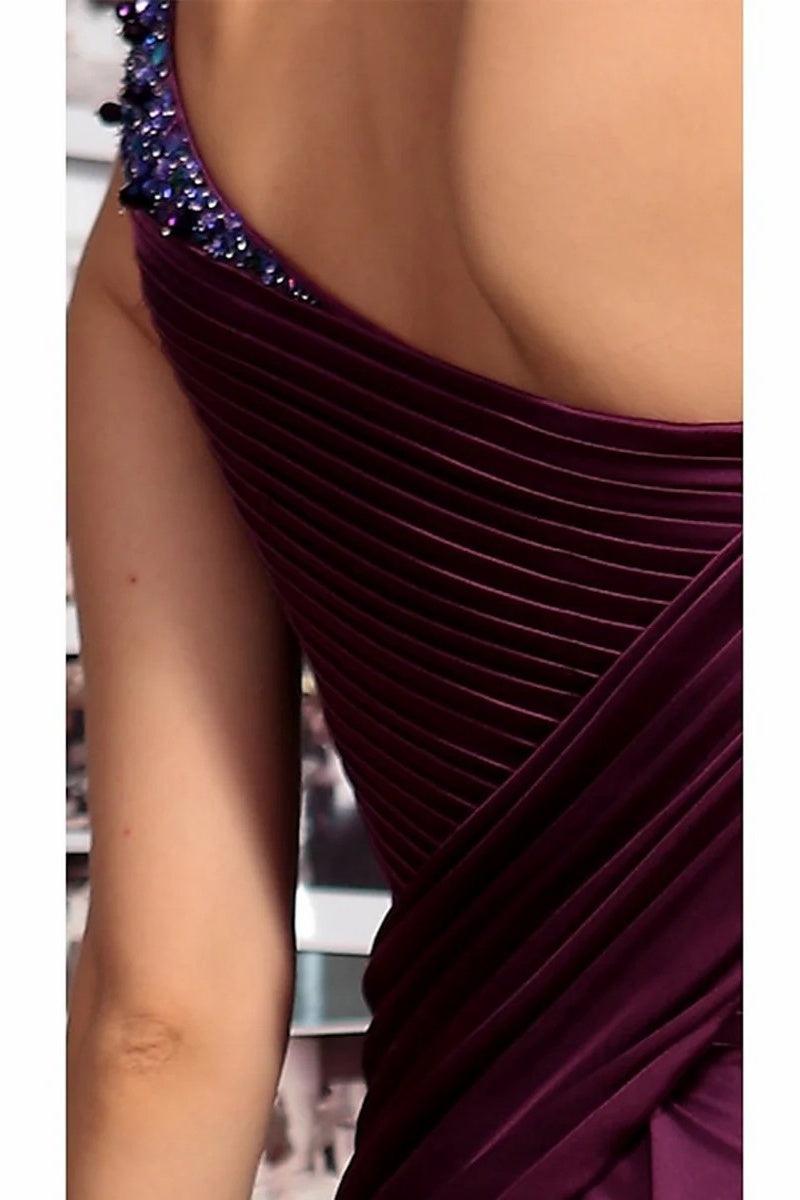 Sheath One Shoulder Sleeveless Floor Length Mother Dresses CM0373 - COCOMELODY