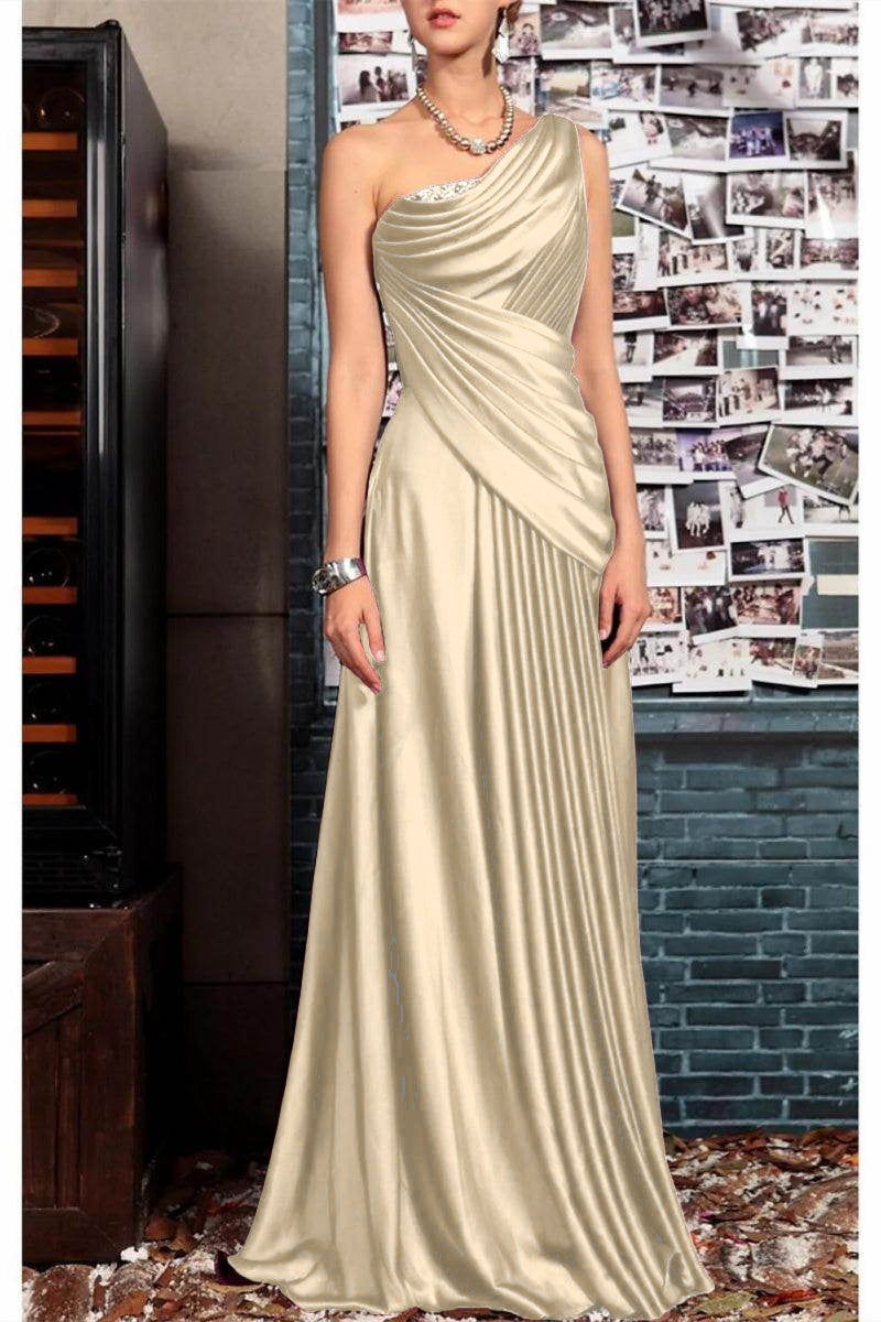 Sheath One Shoulder Sleeveless Floor Length Mother Dresses CM0373 - COCOMELODY