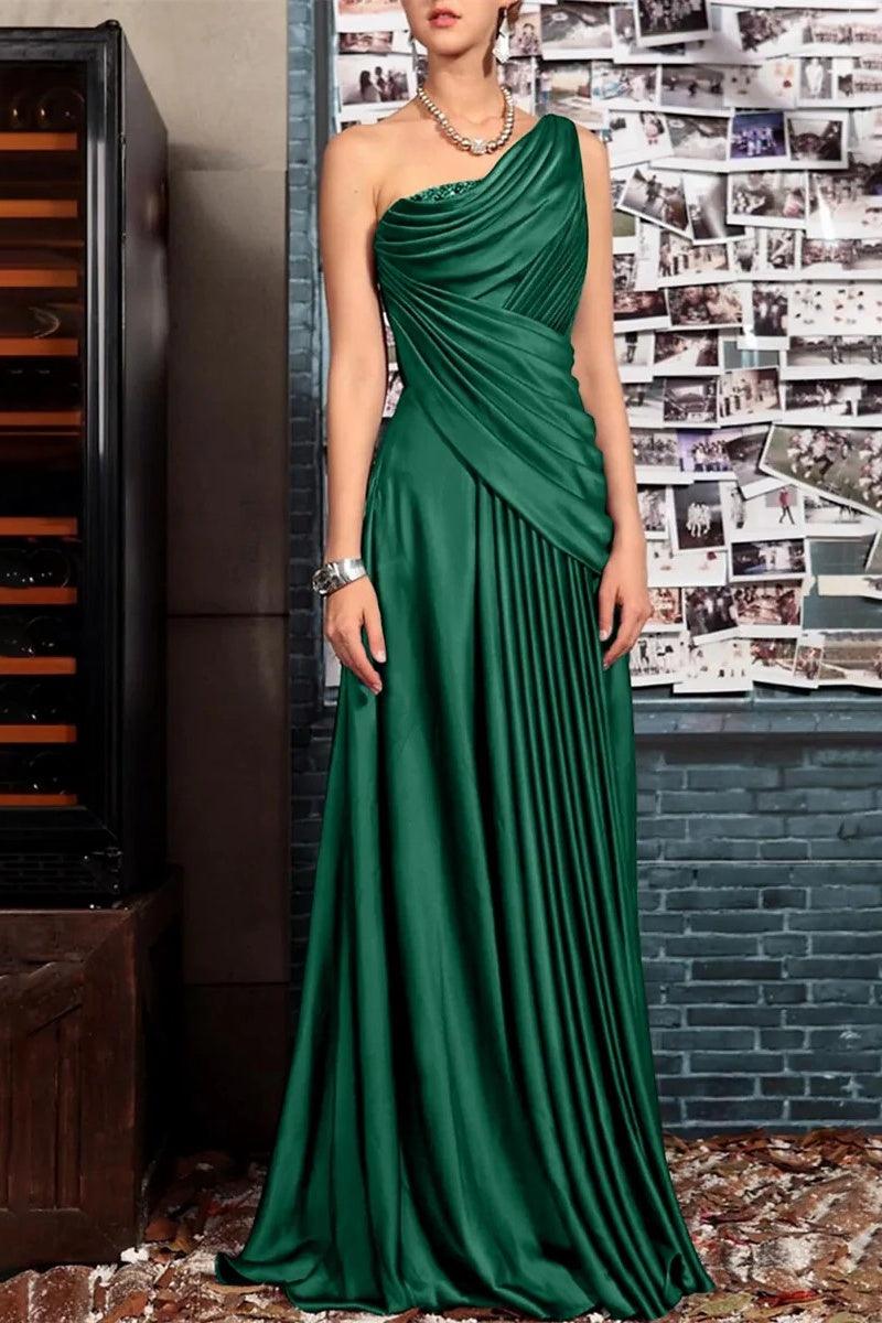 Sheath One Shoulder Sleeveless Floor Length Mother Dresses CM0373 - COCOMELODY