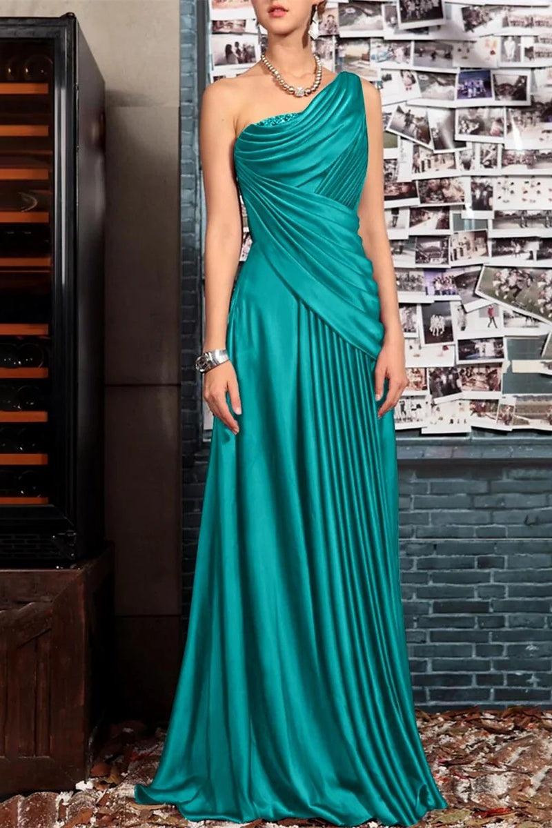 Sheath One Shoulder Sleeveless Floor Length Mother Dresses CM0373 - COCOMELODY