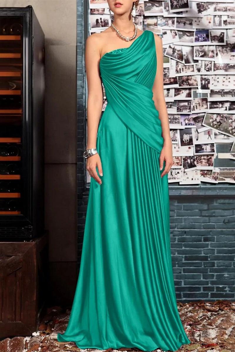 Sheath One Shoulder Sleeveless Floor Length Mother Dresses CM0373 - COCOMELODY