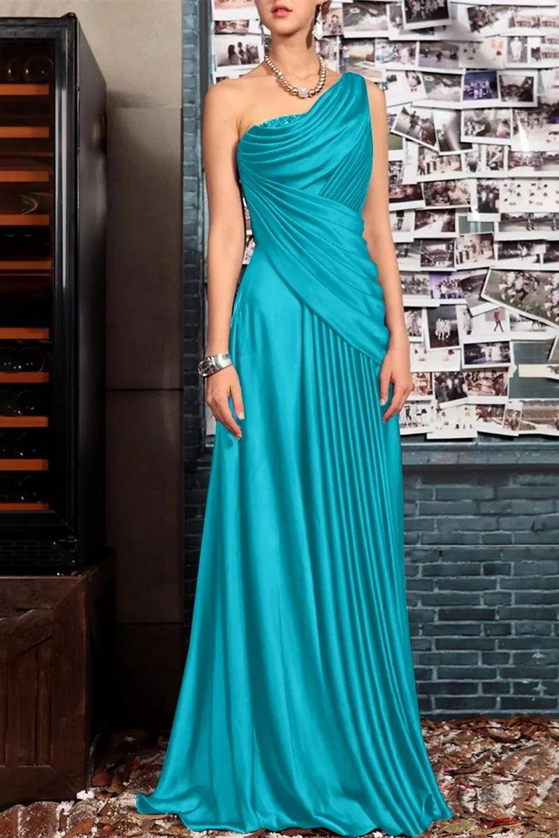 Sheath One Shoulder Sleeveless Floor Length Mother Dresses CM0373 - COCOMELODY