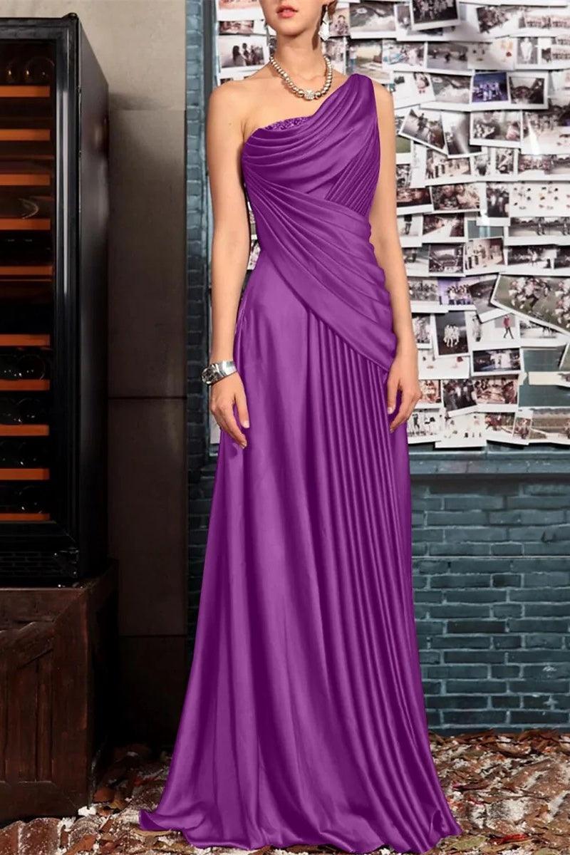 Sheath One Shoulder Sleeveless Floor Length Mother Dresses CM0373 - COCOMELODY