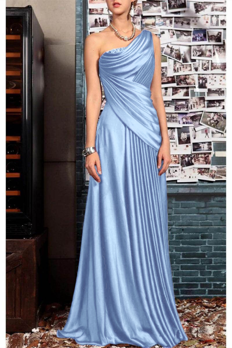 Sheath One Shoulder Sleeveless Floor Length Mother Dresses CM0373 - COCOMELODY