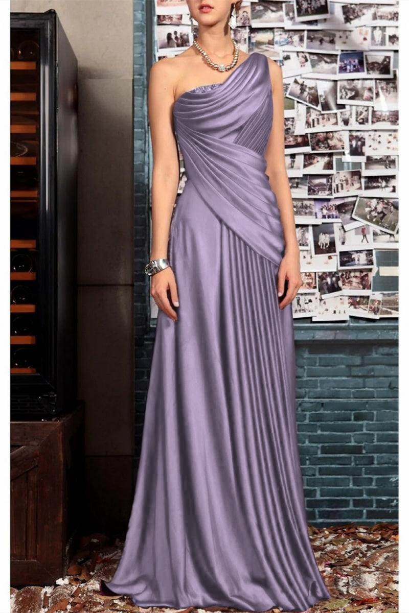 Sheath One Shoulder Sleeveless Floor Length Mother Dresses CM0373 - COCOMELODY