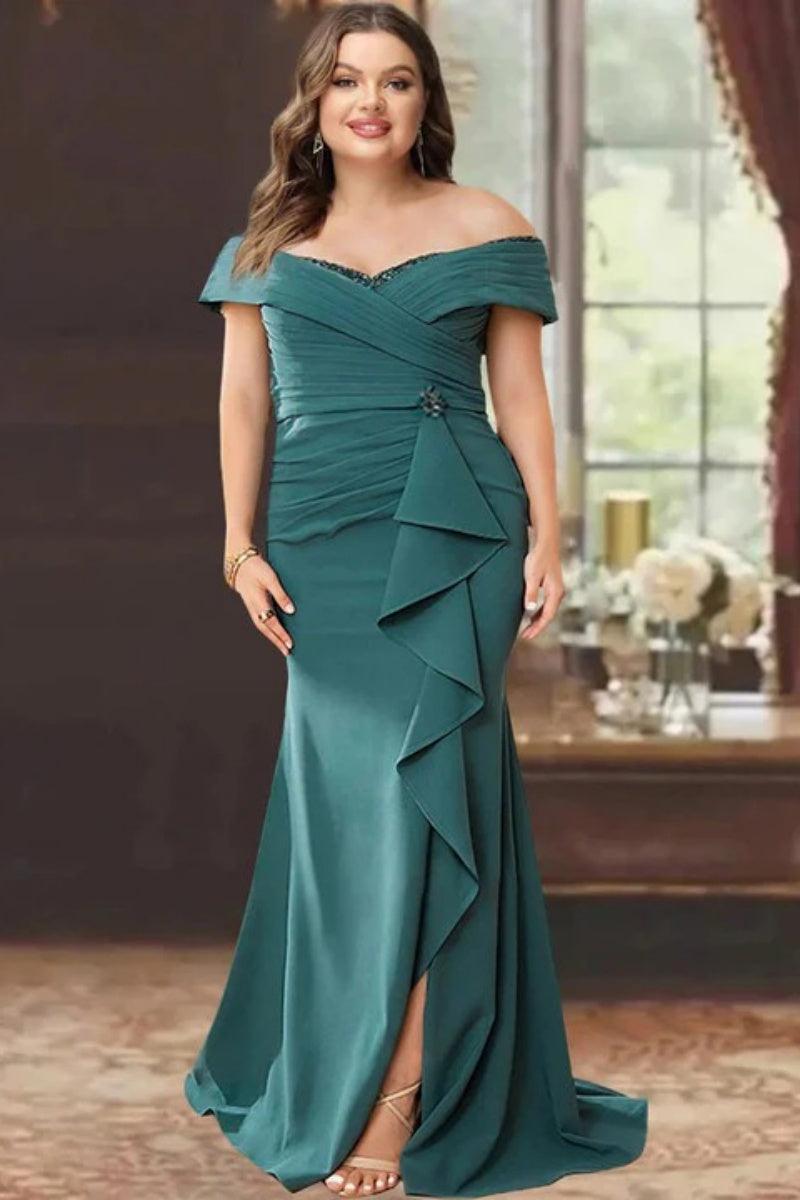 Sheath Off the Shoulder Sleeveless Floor Length Mother Dresses CM0379 - COCOMELODY