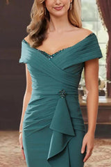 Sheath Off the Shoulder Sleeveless Floor Length Mother Dresses CM0379 - COCOMELODY