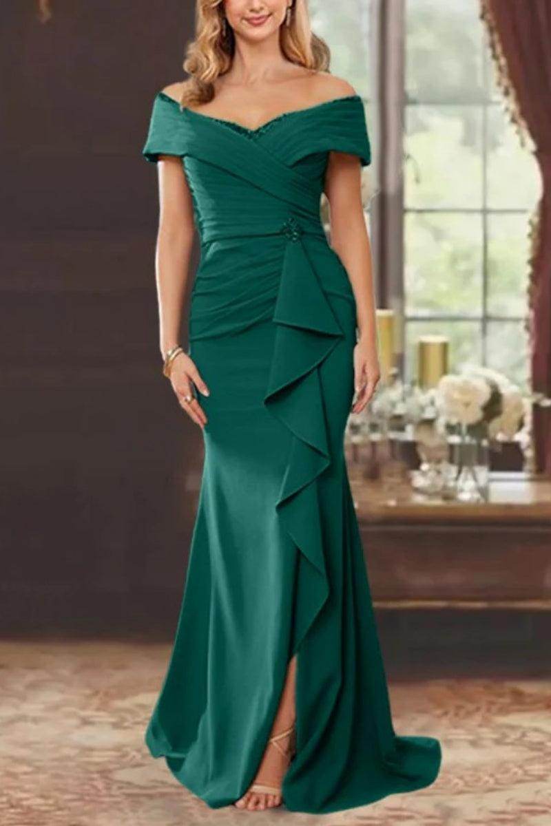 Sheath Off the Shoulder Sleeveless Floor Length Mother Dresses CM0379CR - COCOMELODY
