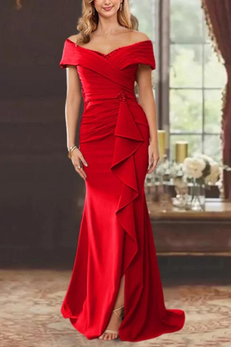Sheath Off the Shoulder Sleeveless Floor Length Mother Dresses CM0379 - COCOMELODY